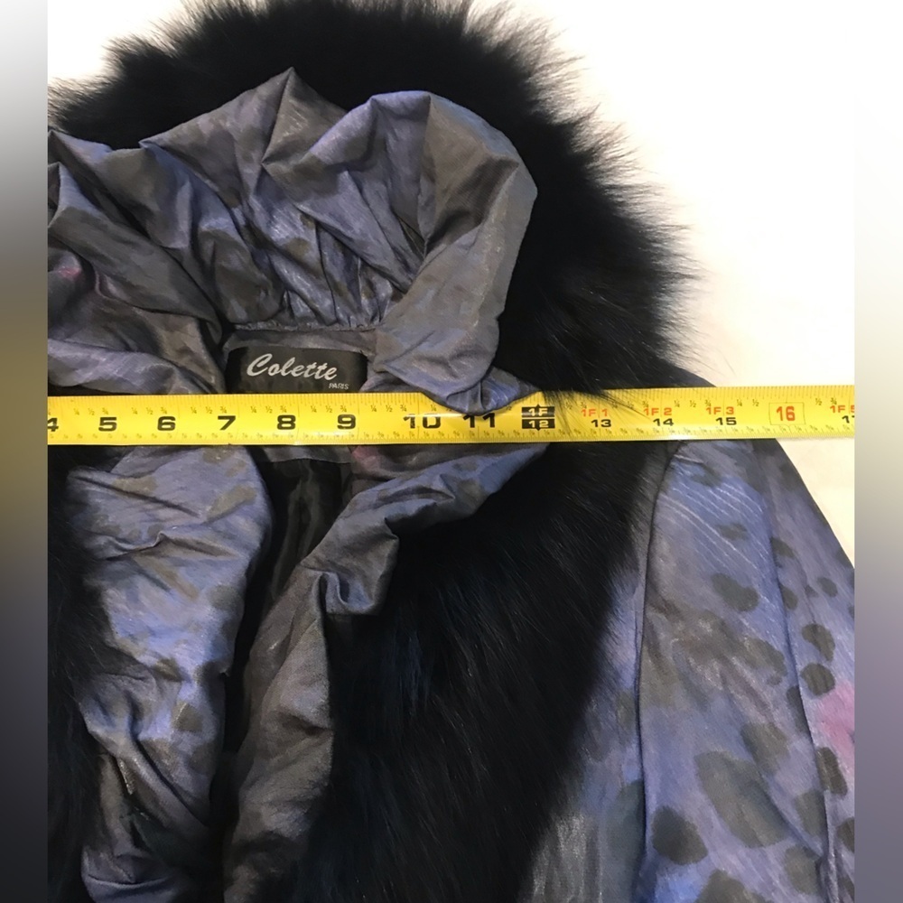 Colette Paris coat with real fur fox trim SZ S - Picture 4 of 13
